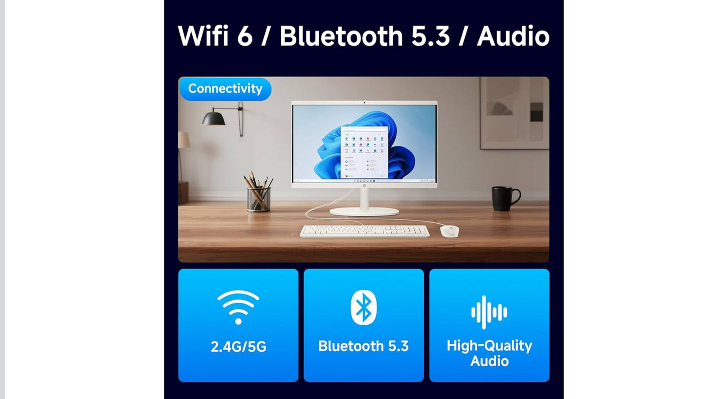 HP All in one Desktop Computer, 21.5" FHD Display, 32 GB RAM, 1 TB SSD, Intel Celeron J4025, Webcam, Intel UHD Graphics, Wi-Fi 6, Bluetooth, HDMI, Windows 11 Pro, Wired KB & Mouse, w/RH-Accessories