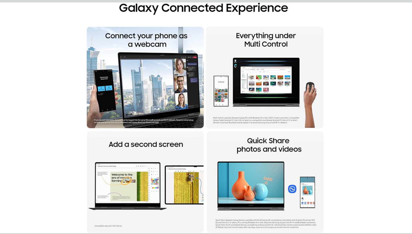 SAMSUNG 16” Galaxy Book5 Pro 360 Copilot+ PC, AI Business Laptop, Windows 11 Pro, Intel Core Ultra 7 Processor 256V, 3K AMOLED Touchscreen, 16GB / 512GB, 120HZ, 2025 Model, NP964QHA-KG1US, Gray