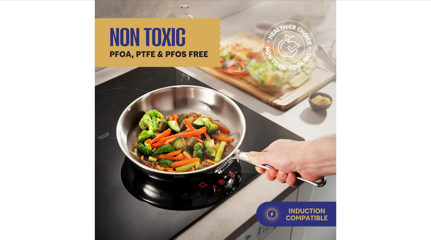 LEGEND COOKWARE Stainless Steel Cookware Set | 5 Ply 12-Piece Pot and Pan Set Induction Compatible, Non-Toxic | Best Heavy Duty 18/8 Full Clad Construction | Oven Safe Even Heating PFOA PTFE PFOS Free
