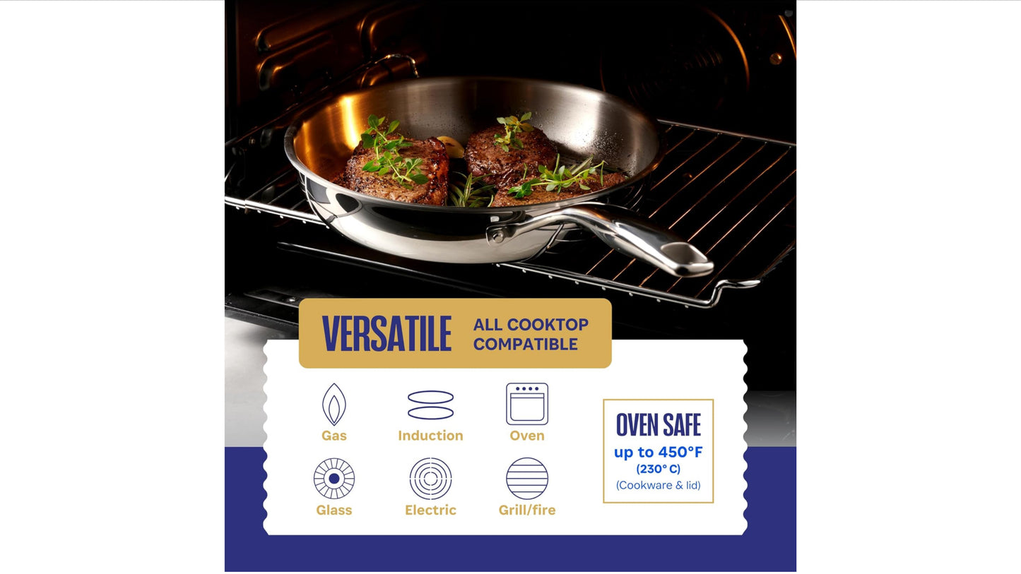 LEGEND COOKWARE Stainless Steel Cookware Set | 5 Ply 12-Piece Pot and Pan Set Induction Compatible, Non-Toxic | Best Heavy Duty 18/8 Full Clad Construction | Oven Safe Even Heating PFOA PTFE PFOS Free