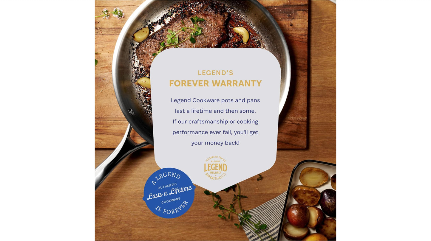 LEGEND COOKWARE Stainless Steel Cookware Set | 5 Ply 12-Piece Pot and Pan Set Induction Compatible, Non-Toxic | Best Heavy Duty 18/8 Full Clad Construction | Oven Safe Even Heating PFOA PTFE PFOS Free