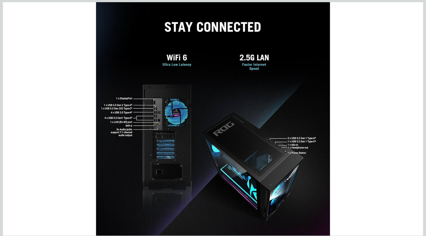 Asus ROG G700 Gaming Desktop Computer Intel Core Ultra 9 285K 32GB RAM 2TB SSD NVIDIA GeForce RTX 5090 Black