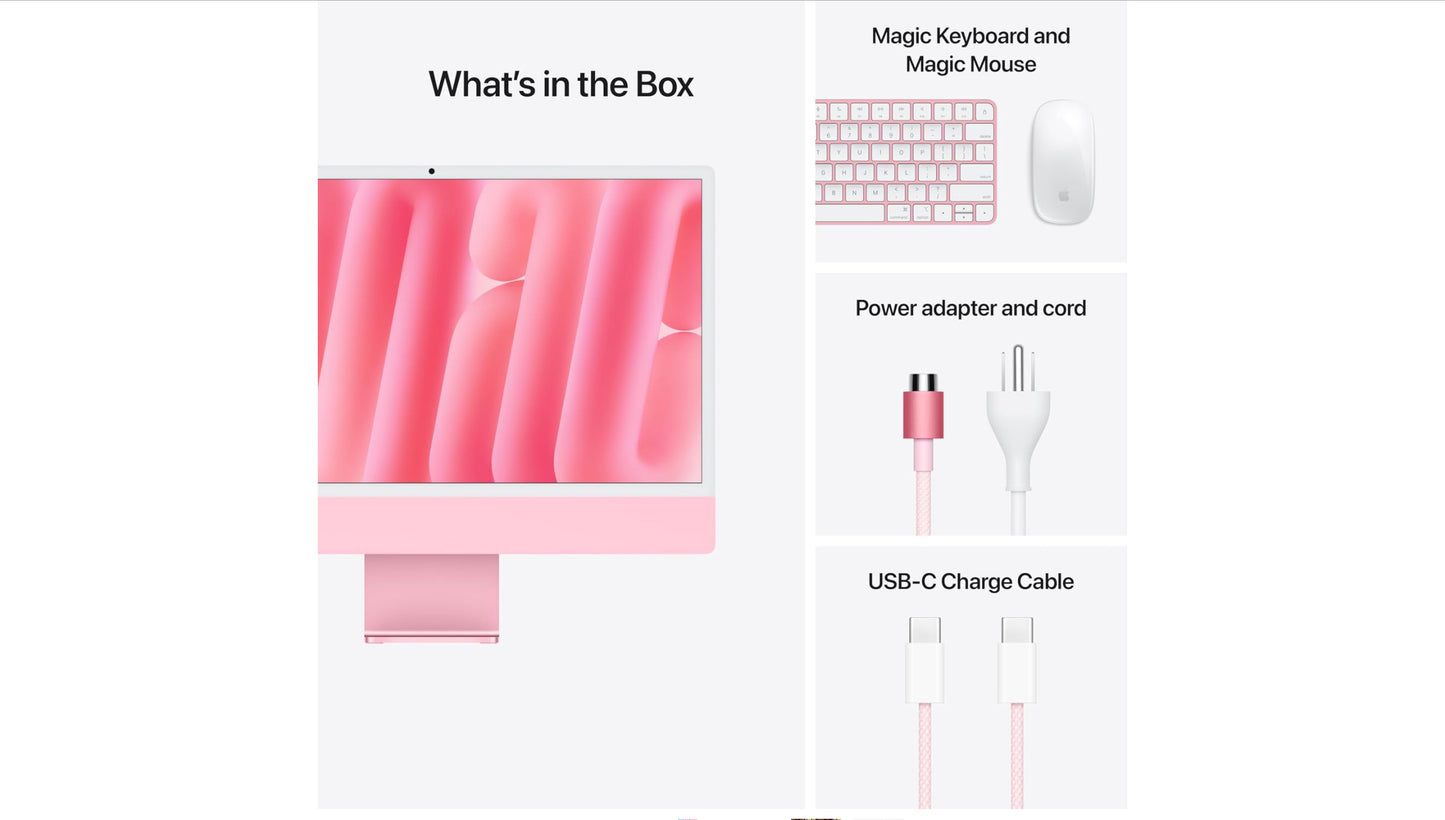Apple 2024 iMac All-in-One Desktop Computer with M4 chip with 8-core CPU and 8-core GPU: Built for Apple Intelligence, 24-inch Retina Display, 16GB Unified Memory, 256GB SSD Storage; Pink