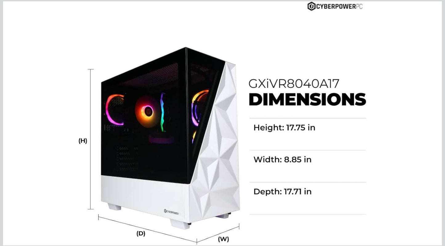 CyberPowerPC Gamer Xtreme VR Gaming PC, Intel Core i7-14700F 2.1GHz, GeForce RTX 5060 Ti 16GB, 16GB DDR5, 1TB PCIe 4.0 SSD, WiFi Ready & Windows 11 Home (GXiVR8040A17)