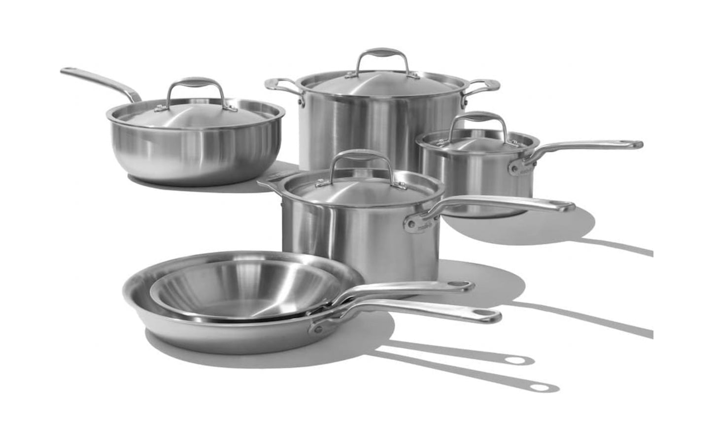 Made In Cookware - 10 Piece Stainless Steel Pot and Pan Set - 5 Ply Clad - Includes Stainless Steel Frying Pans, Saucepans, Saucier and Stock Pot W/Lid - Professional Cookware - Crafted in Italy