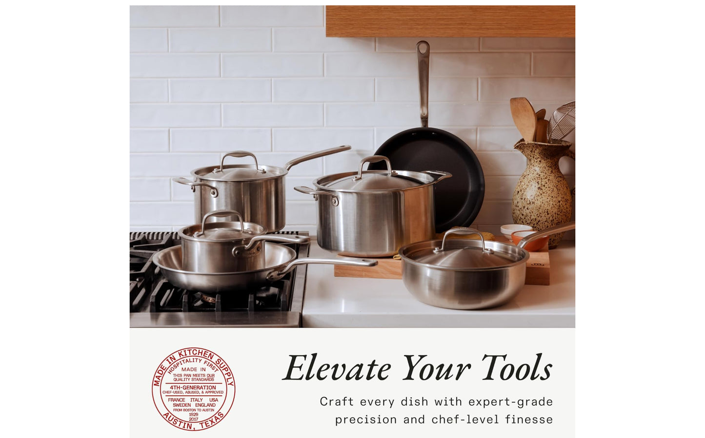 Made In Cookware - 10 Piece Stainless Steel Pot and Pan Set - 5 Ply Clad - Includes Stainless Steel Frying Pans, Saucepans, Saucier and Stock Pot W/Lid - Professional Cookware - Crafted in Italy