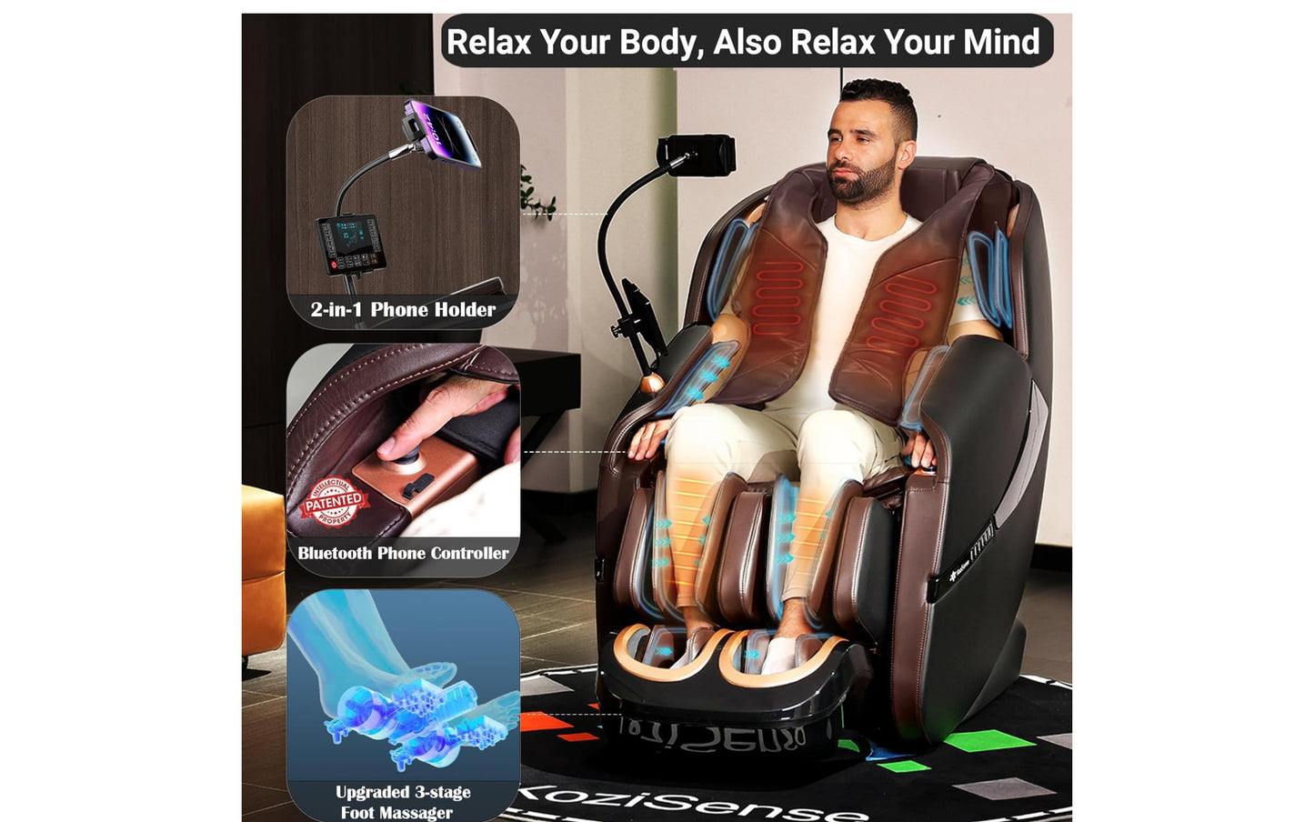 2025 Massage Chair Full Body, Zero Gravity SL-Track Shiatsu Massage Recliner Chair with Heat, AI Control, Body Scan and Calfrest Extension