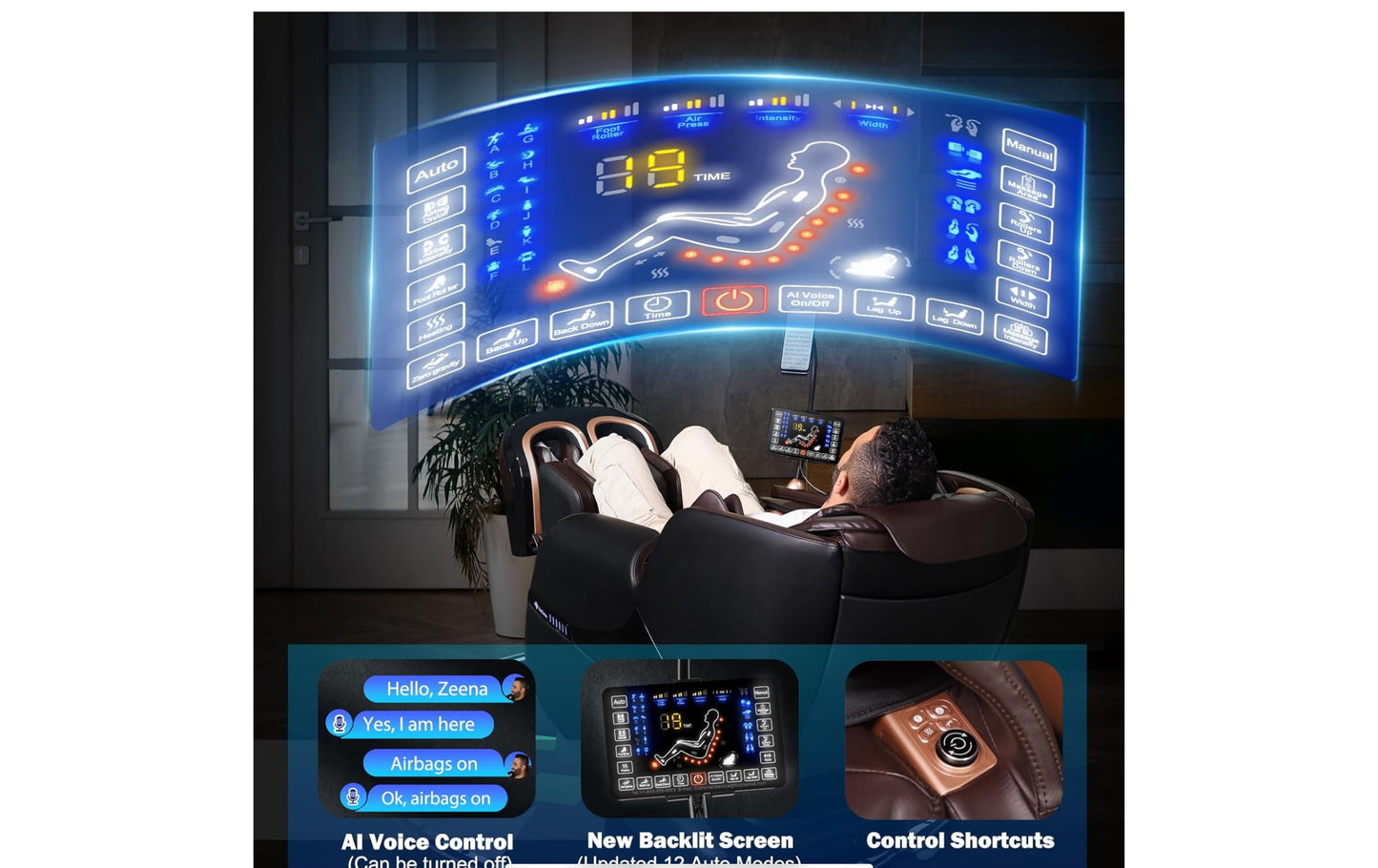 2025 Massage Chair Full Body, Zero Gravity SL-Track Shiatsu Massage Recliner Chair with Heat, AI Control, Body Scan and Calfrest Extension