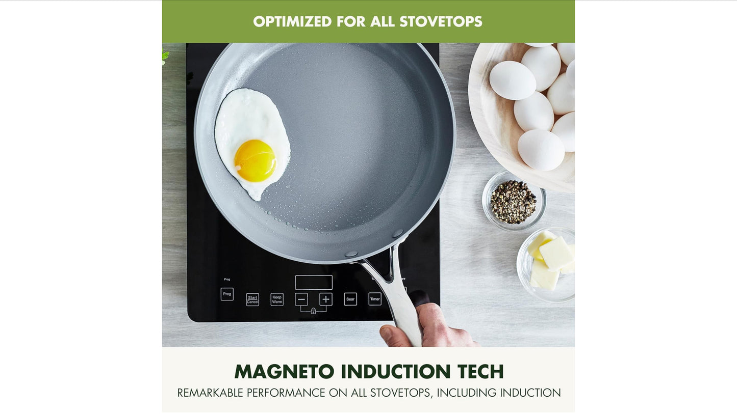 GreenPan 22 Piece Valencia Pro Ceramic Nonstick Cookware Set, PFAS-Free, Induction Ready, Hard Anodized Pots & Pans with Lids, Compatible on All Cooktops, Dishwasher & Oven Safe, Gray