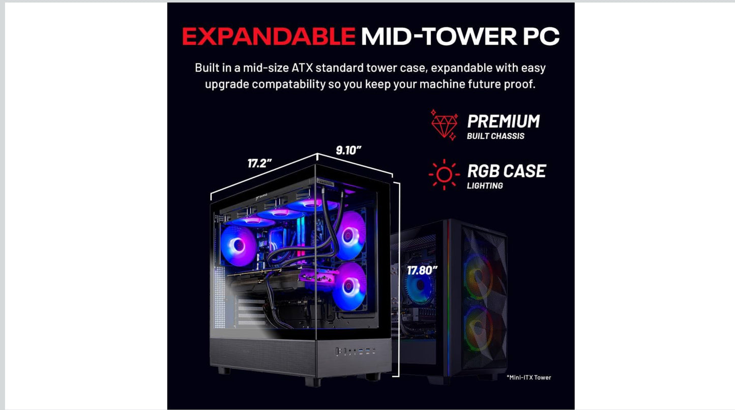Skytech Gaming Azure 3 Desktop PC, Ryzen 7 9700X 3.8 GHz (5.5GHz), NVIDIA RTX 5070 Ti 16GB, 1TB Gen4 NVMe SSD, 32GB DDR5 RAM 6000 RGB, 850W Gold ATX 3 PSU, 360mm ARGB AIO, Wi-Fi, Win 11