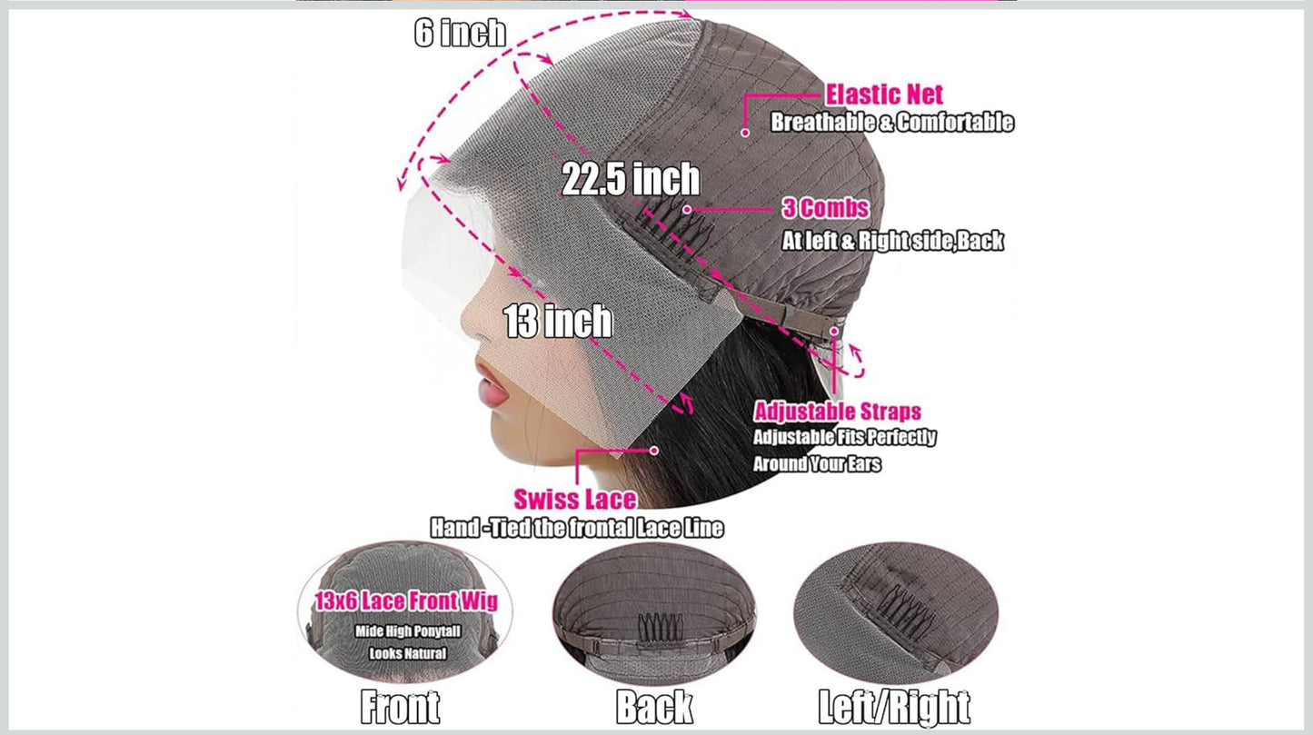 40 Inch Deep Wave Lace Front Wigs Human Hair Wigs for Women 13x6 Deep Curly Lace Frontal Wigs 250 Density HD Lace Front Wigs Human Hair Pre Plucked with Baby Hair