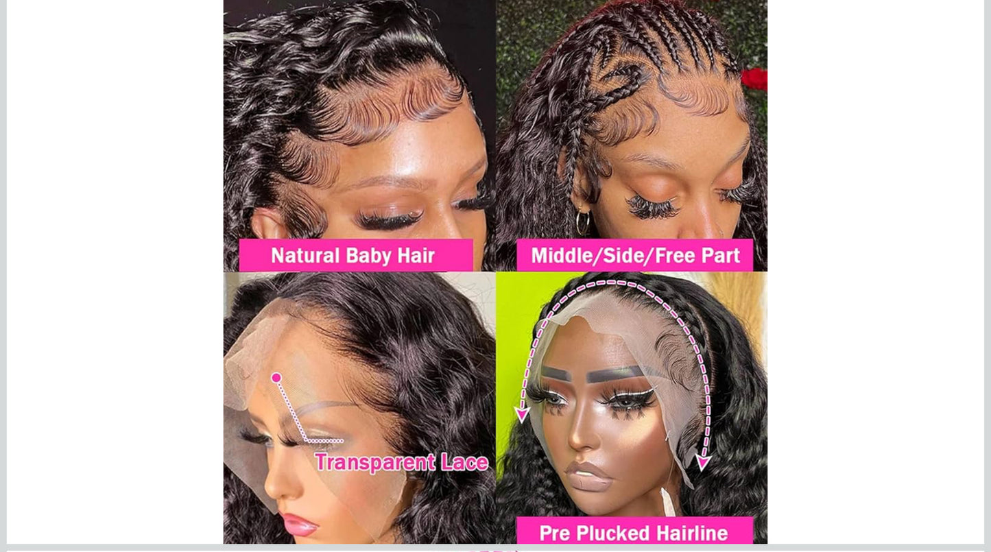 40 Inch Deep Wave Lace Front Wigs Human Hair Wigs for Women 13x6 Deep Curly Lace Frontal Wigs 250 Density HD Lace Front Wigs Human Hair Pre Plucked with Baby Hair