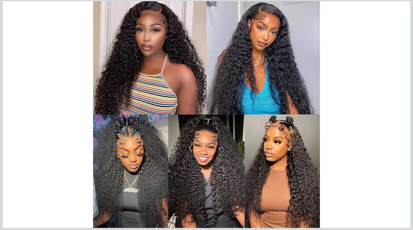 40 Inch Deep Wave Lace Front Wigs Human Hair Wigs for Women 13x6 Deep Curly Lace Frontal Wigs 250 Density HD Lace Front Wigs Human Hair Pre Plucked with Baby Hair