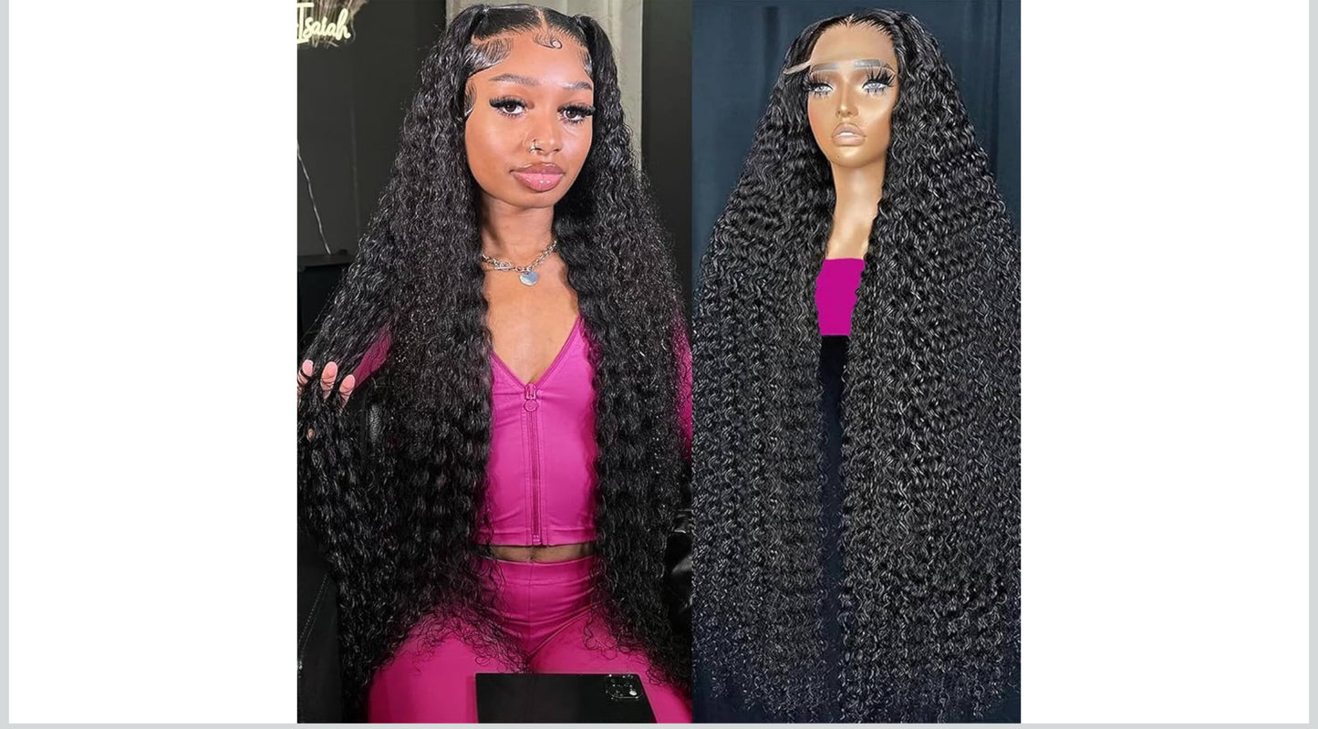 40 Inch Deep Wave Lace Front Wigs Human Hair Wigs for Women 13x6 Deep Curly Lace Frontal Wigs 250 Density HD Lace Front Wigs Human Hair Pre Plucked with Baby Hair