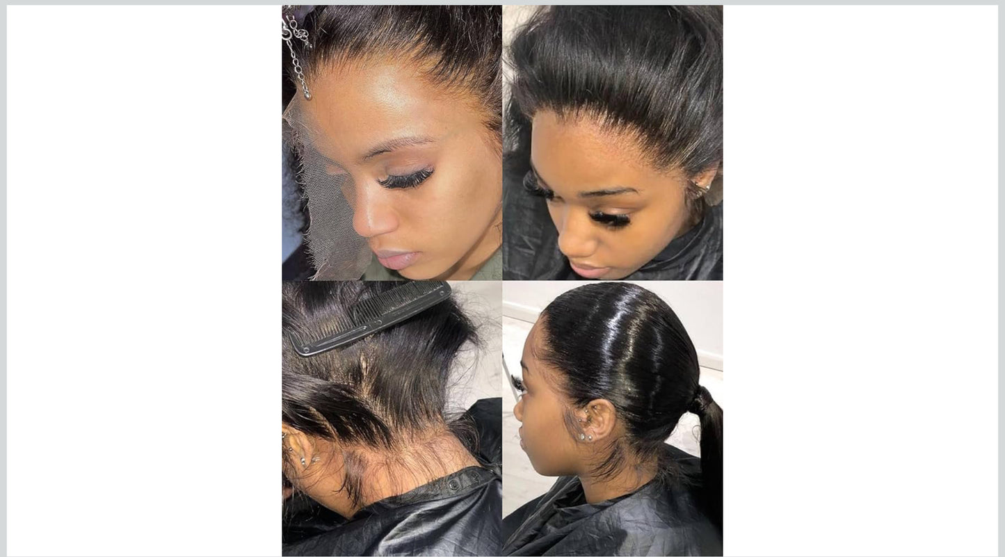 BEEOS 250% Density 360 SKINLIKE Real HD Lace Frontal Wig, 0.1mm Ultra-thin HD Lace Pre-Plucked Bleached Knots Human Hair Wig Straight 28 Inch