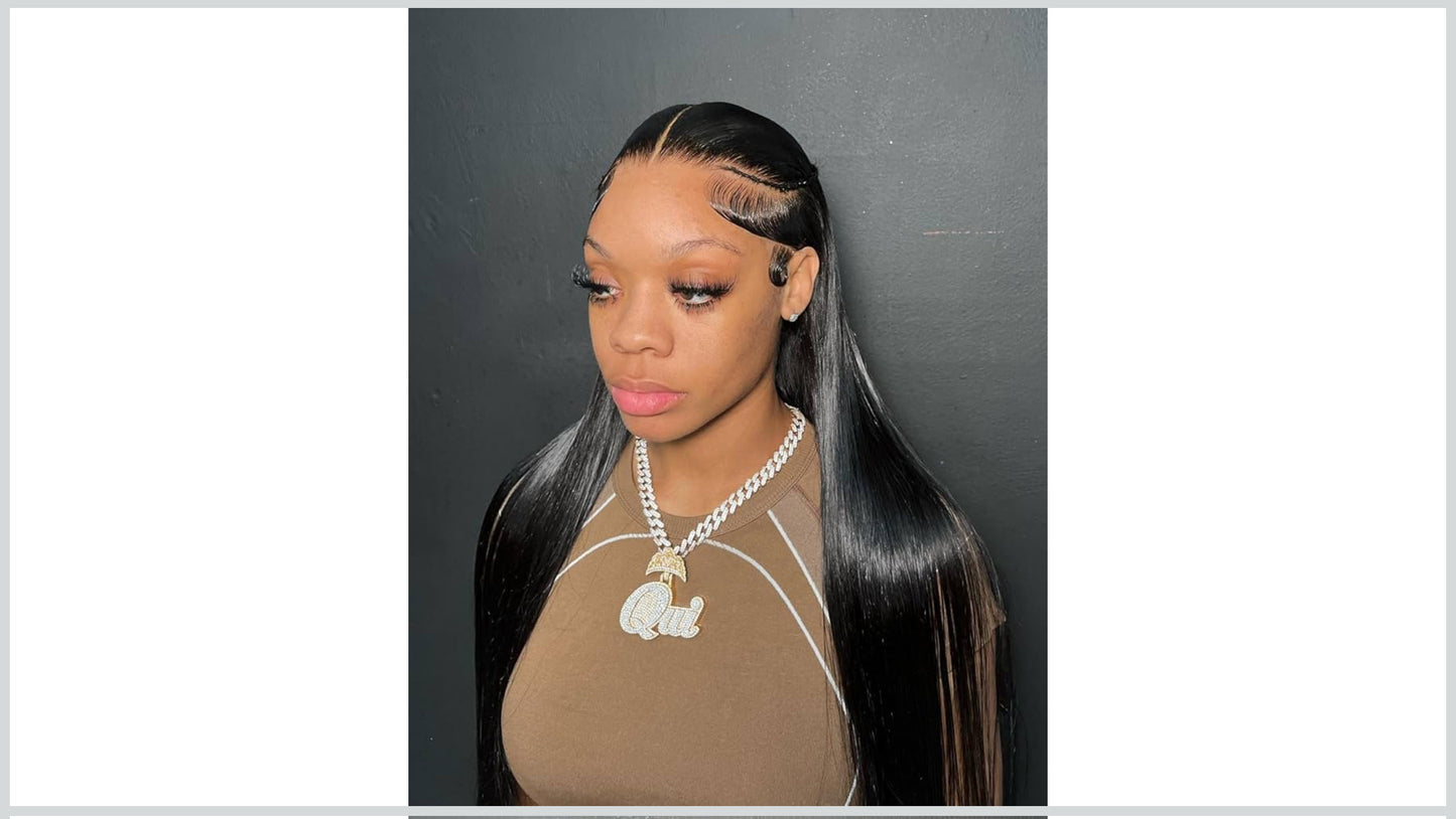 BEEOS 250% Density 360 SKINLIKE Real HD Lace Frontal Wig, 0.1mm Ultra-thin HD Lace Pre-Plucked Bleached Knots Human Hair Wig Straight 28 Inch