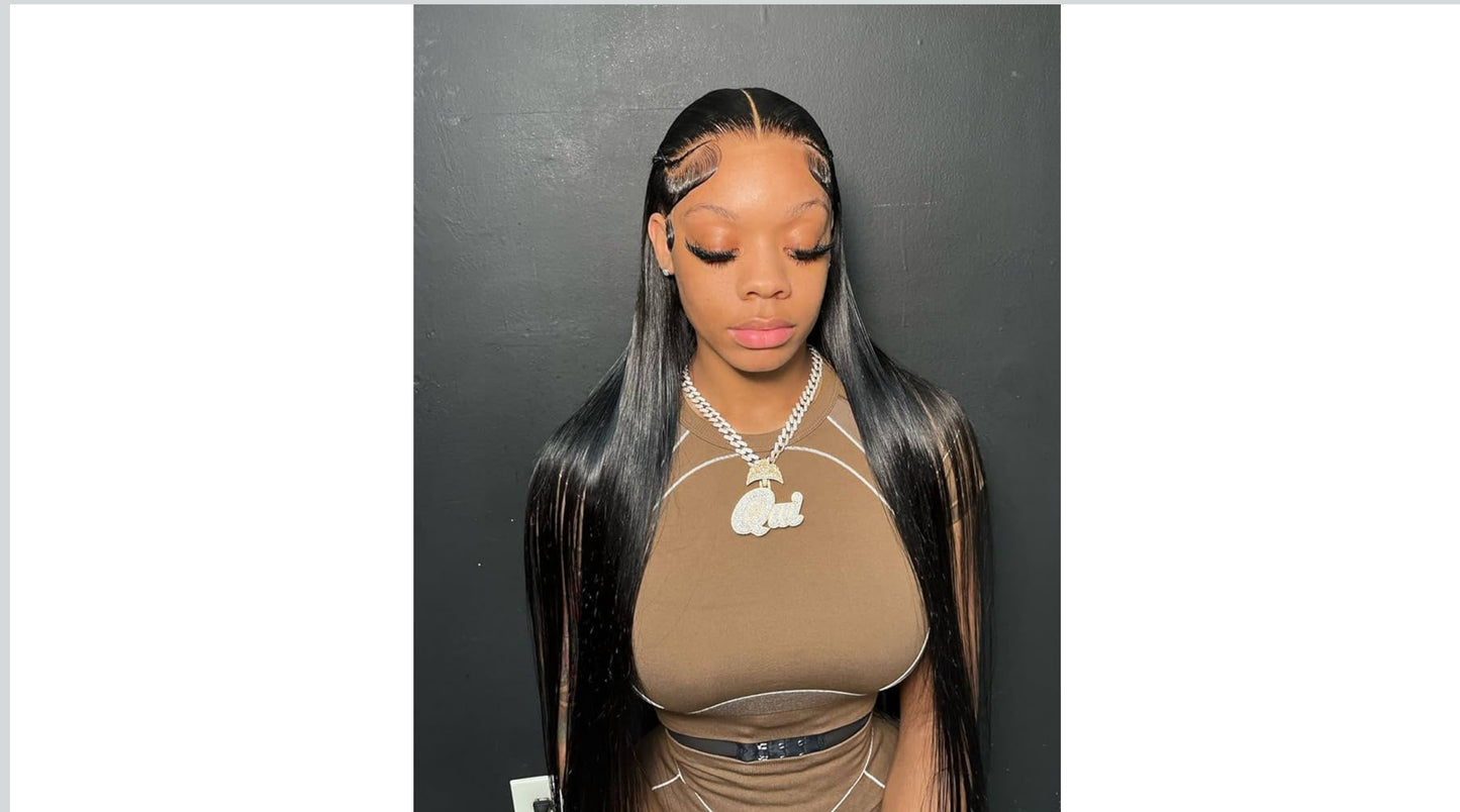 BEEOS 250% Density 360 SKINLIKE Real HD Lace Frontal Wig, 0.1mm Ultra-thin HD Lace Pre-Plucked Bleached Knots Human Hair Wig Straight 28 Inch
