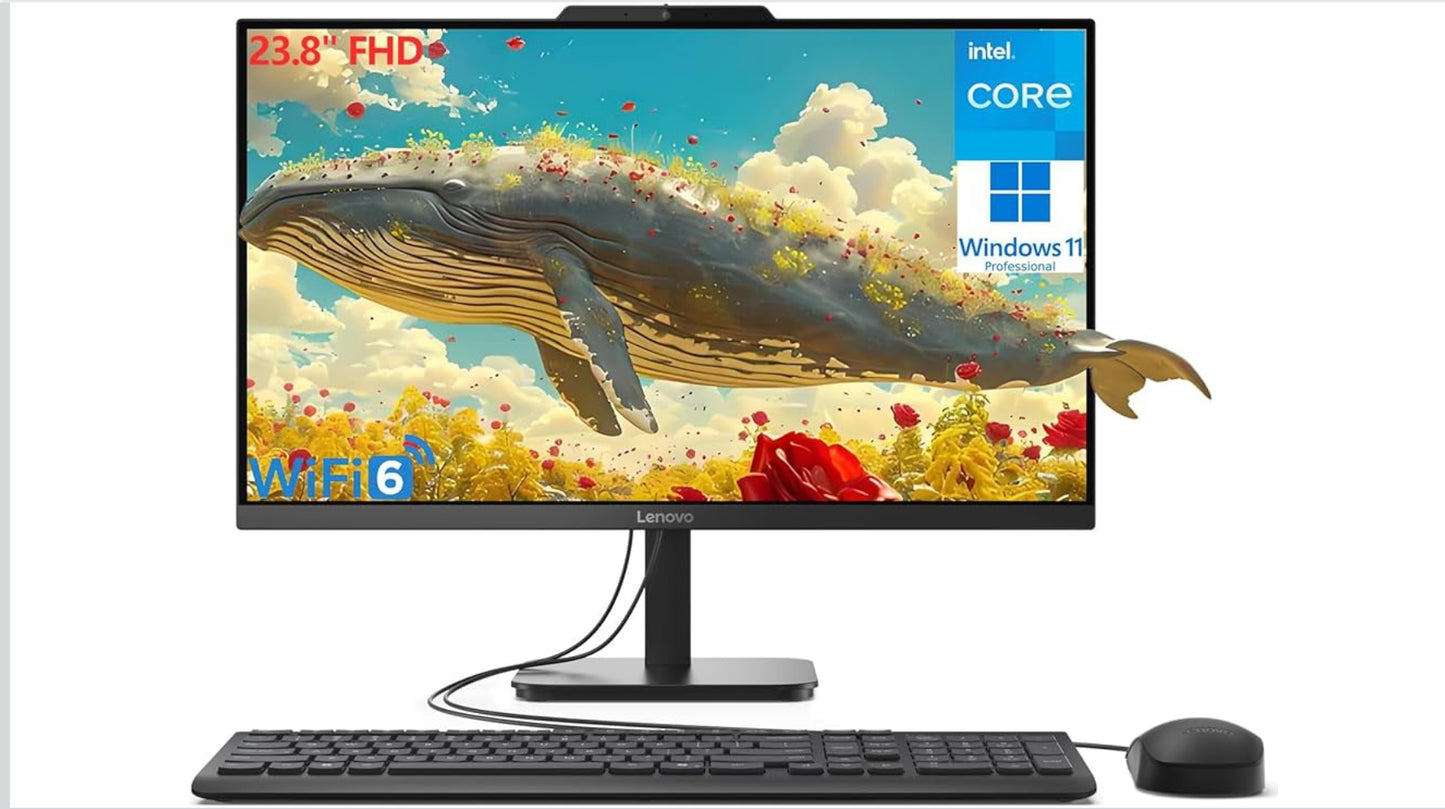 Lenovo 24 23.8" Fhd All-in-One Desktop Computer for Home Office, Intel 4-Core Processor (Beats i3-1110g4), 32gb Ddr4 Ram, 1tb Pcie Ssd, WiFi 6, Bluetooth, Business Aio, Windows 11 Pro