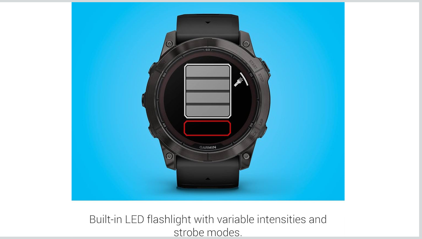 Garmin fēnix 7X Pro Sapphire Solar, Multisport GPS Smartwatch, Built-in Flashlight, Solar Charging Capability, Black