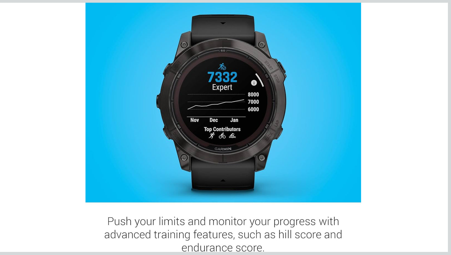 Garmin fēnix 7X Pro Sapphire Solar, Multisport GPS Smartwatch, Built-in Flashlight, Solar Charging Capability, Black