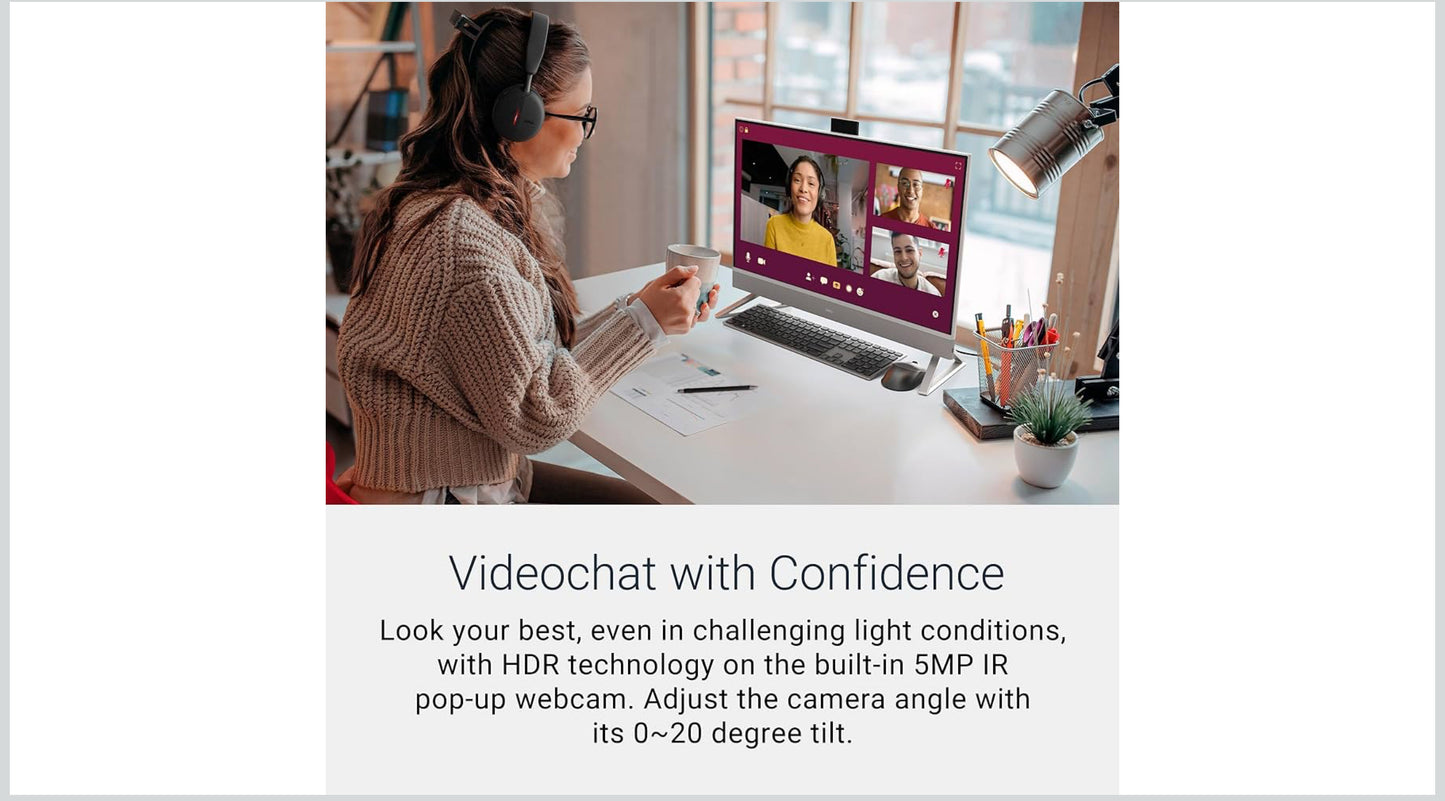 Dell 27 All-in-One Desktop ec27250-27-inch FHD (1920 x 1080) Display, Intel Core 5 Processor 120U, Intel Graphics, 16GB DDR5 RAM, 512GB SSD, Windows 11 Home, Onsite Service - White