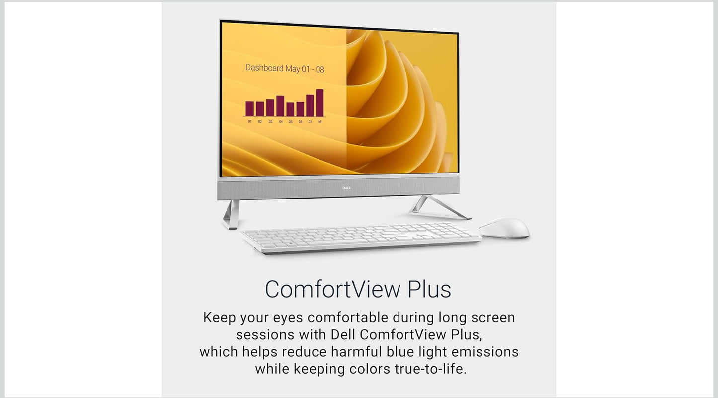 Dell 27 All-in-One Desktop ec27250-27-inch FHD (1920 x 1080) Display, Intel Core 5 Processor 120U, Intel Graphics, 16GB DDR5 RAM, 512GB SSD, Windows 11 Home, Onsite Service - White