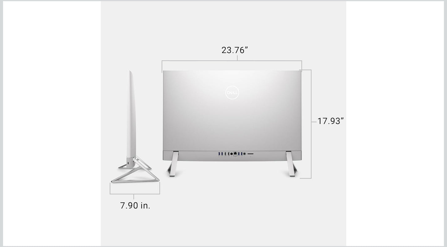 Dell 27 All-in-One Desktop ec27250-27-inch FHD (1920 x 1080) Display, Intel Core 5 Processor 120U, Intel Graphics, 16GB DDR5 RAM, 512GB SSD, Windows 11 Home, Onsite Service - White