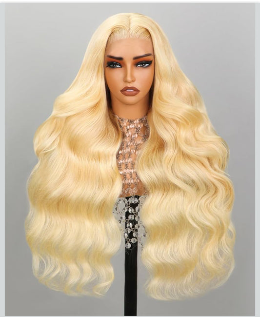 Arabella 613 Lace Front Wig Human Hair 13x4 Blonde Lace Front Wigs Human Hair 210% Density Body Wave 613 Frontal Wig Pre Plucked With Baby Hair (40inch, 613 13X4 body wave wig