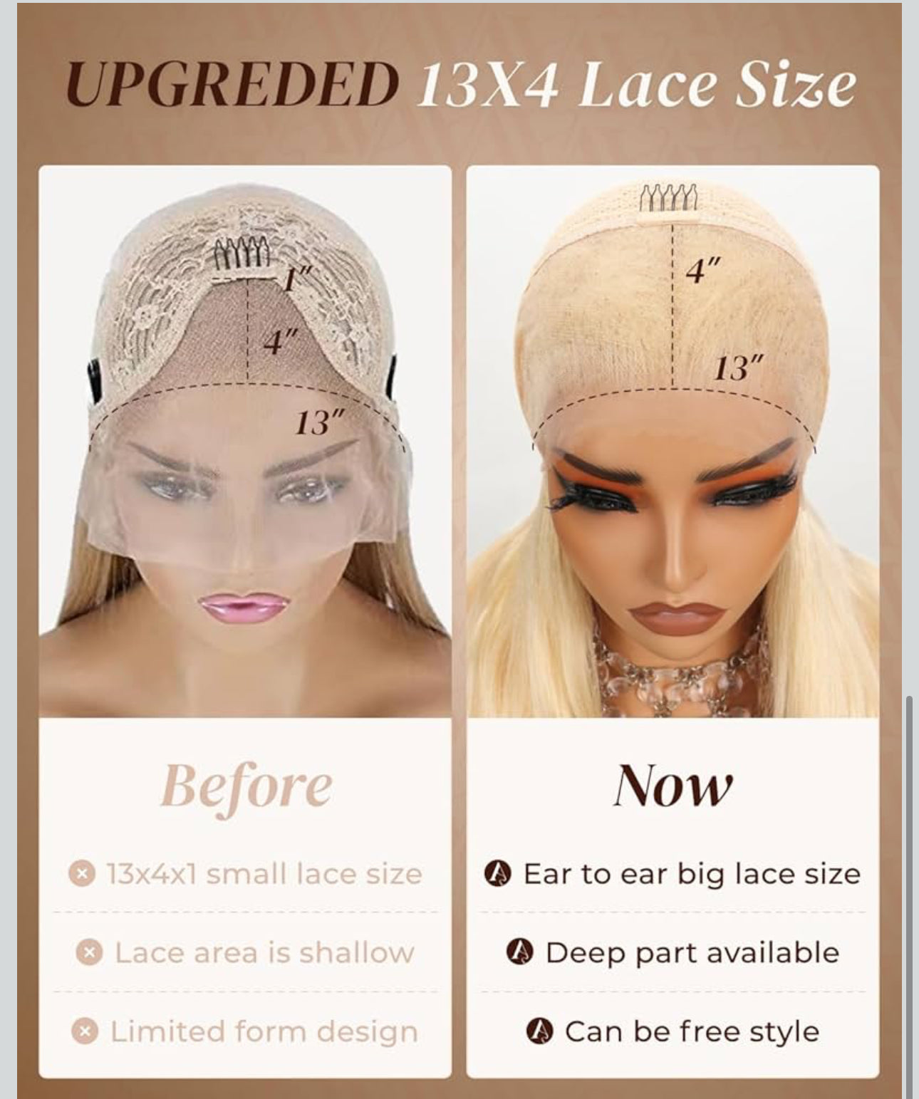 Arabella 613 Lace Front Wig Human Hair 13x4 Blonde Lace Front Wigs Human Hair 210% Density Body Wave 613 Frontal Wig Pre Plucked With Baby Hair (40inch, 613 13X4 body wave wig