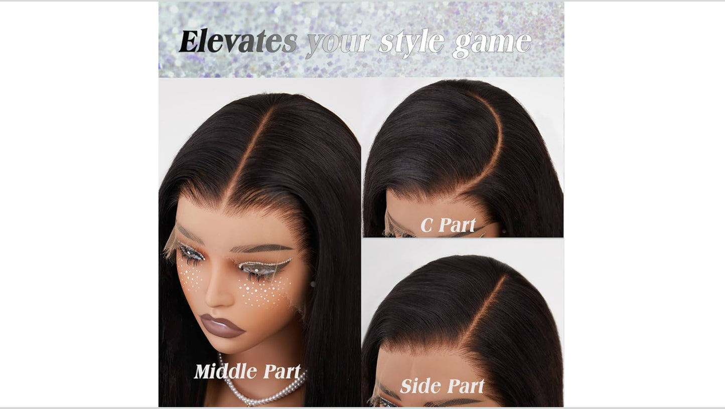 40 inch Wig Human Hair 13x6 Full HD Lace Front Wigs Human Hair Real Skinlike HD Lace Wig Pre Plucked 0.10mm Ultra-thin Lace Vivid Clean Hairline Bleached Tiny Knots 200 Density Straight Wigs for Women