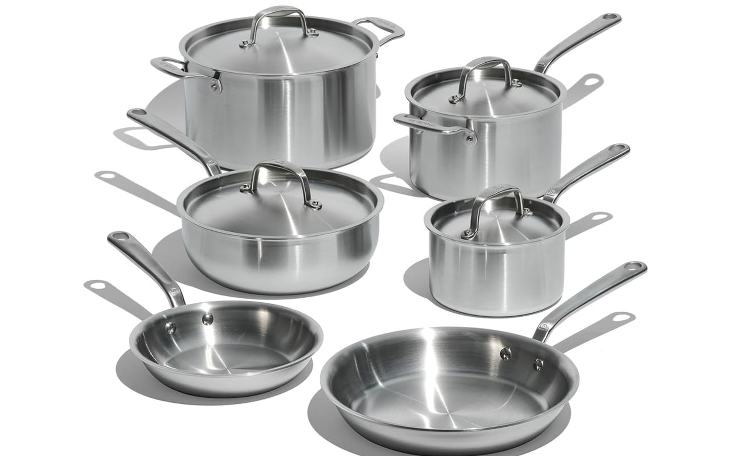 Made In Cookware - 10 Piece Stainless Steel Pot and Pan Set - 5 Ply Clad - Includes Stainless Steel Frying Pans, Saucepans, Saucier and Stock Pot W/Lid - Professional Cookware - Crafted in Italy