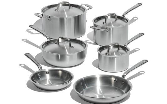 Made In Cookware - 10 Piece Stainless Steel Pot and Pan Set - 5 Ply Clad - Includes Stainless Steel Frying Pans, Saucepans, Saucier and Stock Pot W/Lid - Professional Cookware - Crafted in Italy