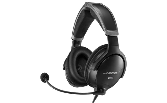 Bose A30 Aviation Headset with Bluetooth, Lightweight Comfortable Design, Adjustable ANR and Noise Cancelling [Dual Plug] – Black