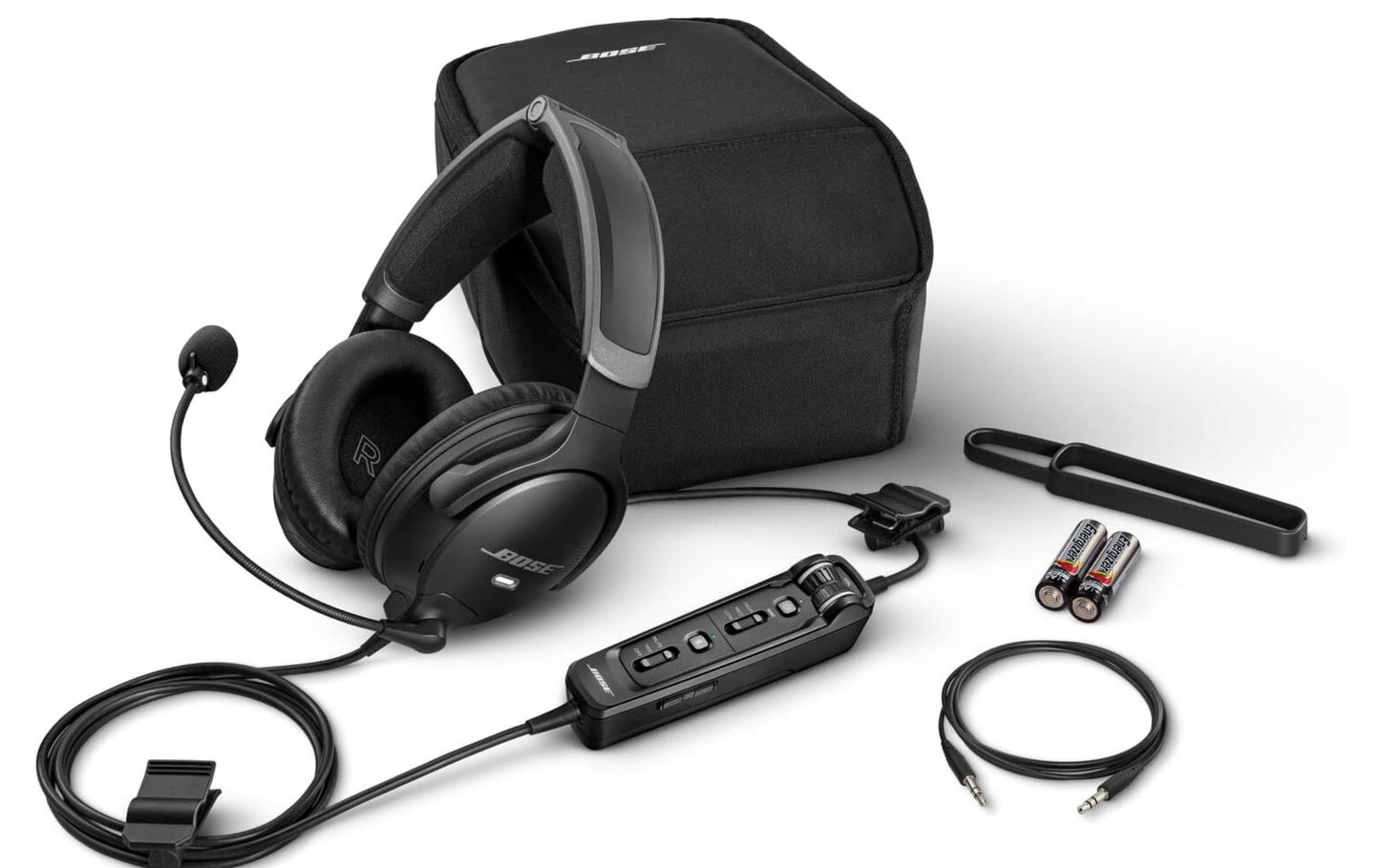Bose A30 Aviation Headset with Bluetooth, Lightweight Comfortable Design, Adjustable ANR and Noise Cancelling [Dual Plug] – Black