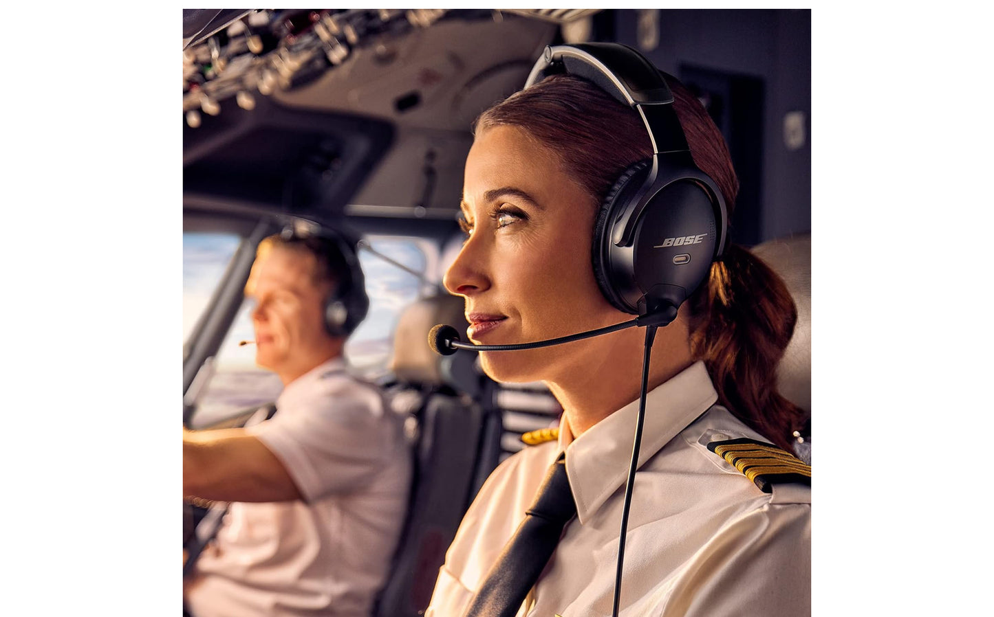 Bose A30 Aviation Headset with Bluetooth, Lightweight Comfortable Design, Adjustable ANR and Noise Cancelling [Dual Plug] – Black