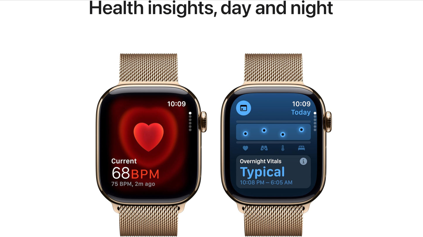 Apple Watch Series 10 [GPS + Cellular 42mm case] Smartwatch with Gold Titanium Case with Gold Milanese Loop. Fitness Tracker, ECG App, Always-On Retina Display, Carbon Neutral
