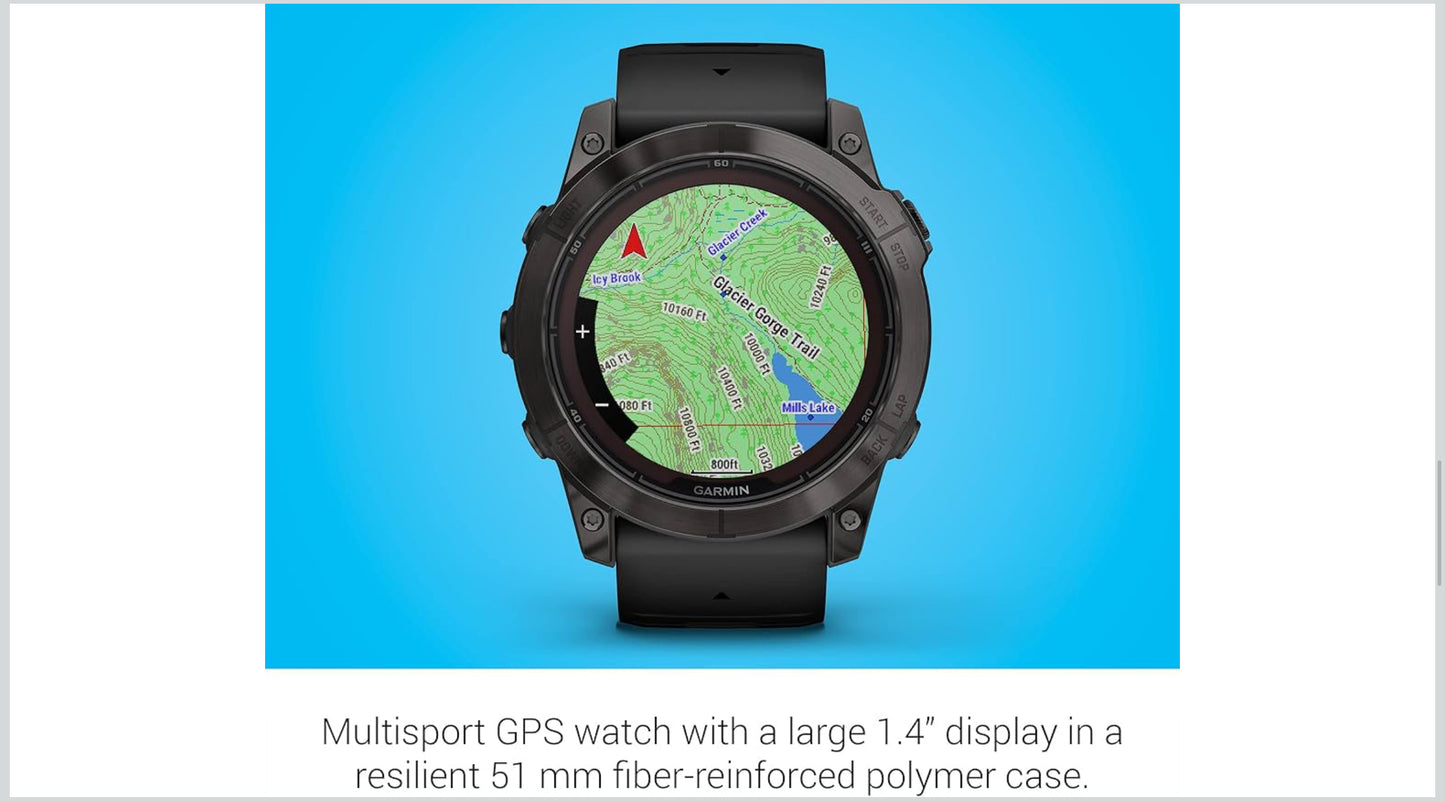 Garmin fēnix 7X Pro Sapphire Solar, Multisport GPS Smartwatch, Built-in Flashlight, Solar Charging Capability, Black
