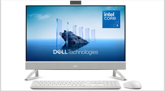 Dell 27 All-in-One Desktop ec27250-27-inch FHD (1920 x 1080) Display, Intel Core 5 Processor 120U, Intel Graphics, 16GB DDR5 RAM, 512GB SSD, Windows 11 Home, Onsite Service - White